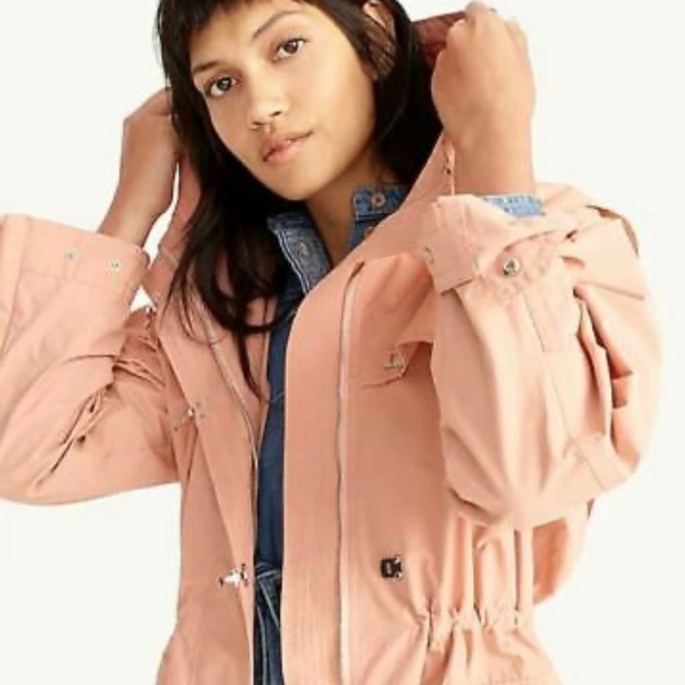 J.Crew Utility Lightweight Hooded Jacket - Warm Taupe Color Size M (New W/O Tag) - Picture 4 of 14